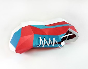 3D-modell av sportsko i pappersmodell, utskrivbar (digital nedladdning)
