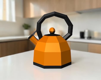 Bouilloire en papier bricolage, faveur de la bouilloire (Dxf, jpg, png, eps, pdf)