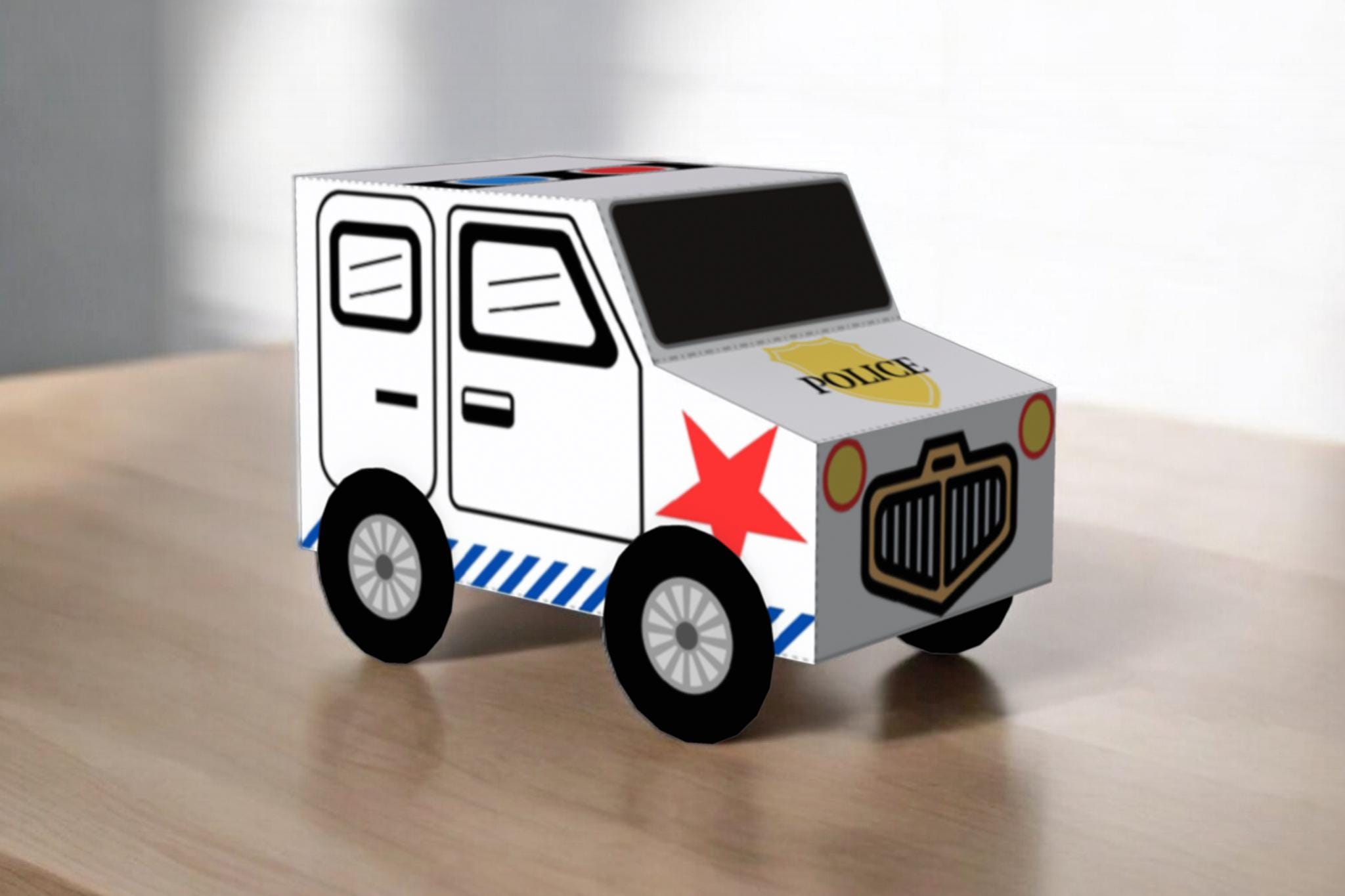 DIY Police Car Favor Box, 3D Papercraft (digital Files) - Etsy Australia