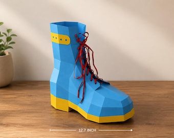 Modèle de bottes de combat Papercraft, chaussure lowpoly (Modèle PDF)