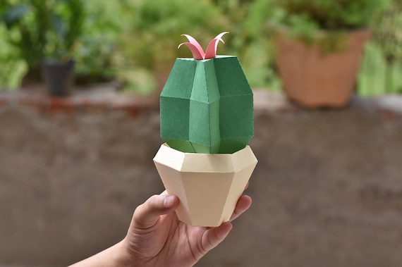 DIY Papercraft Cactus Planter, Lowpoly 3D Model (pdf, Png, Dxf, Eps) - Etsy