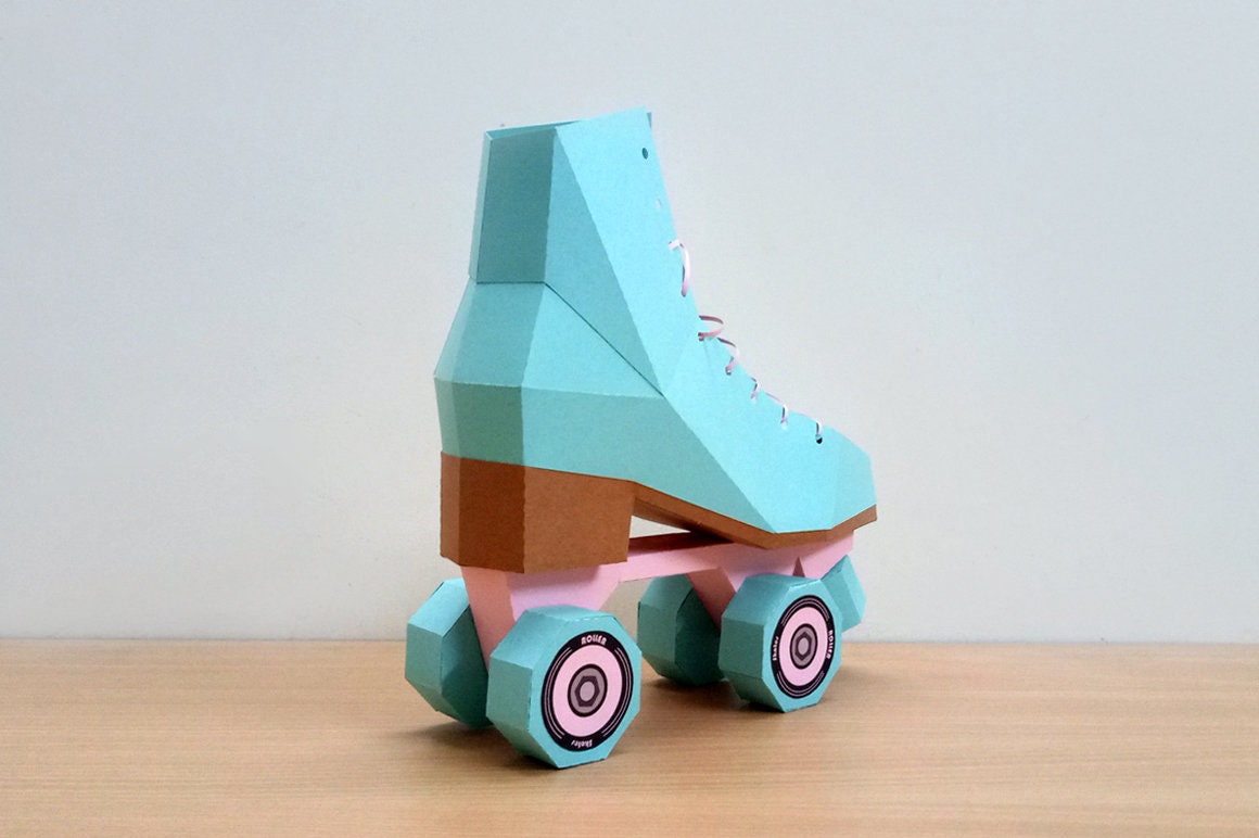 ペーパークラフト ローラースケートシューズ、3Dテンプレート