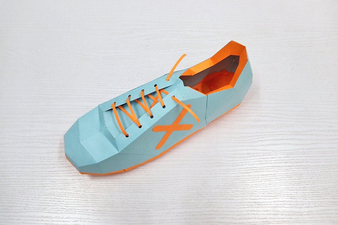 DIY Papercraft Soccer Shoe, 3D Lowpoly Cleat Template (digital Download ...