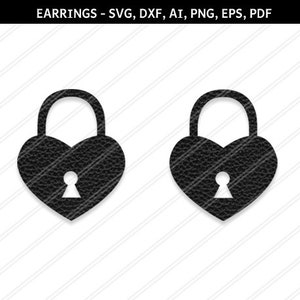 Liebe Schloss Ohrringe Svg, Liebe Medaillon, Schmuck Svg, Lederschmuck, Cricut Kontur, Ohrringe Vektor, moderne Ohrringe-Svg, Dxf, Ai, Eps, Png, pdf