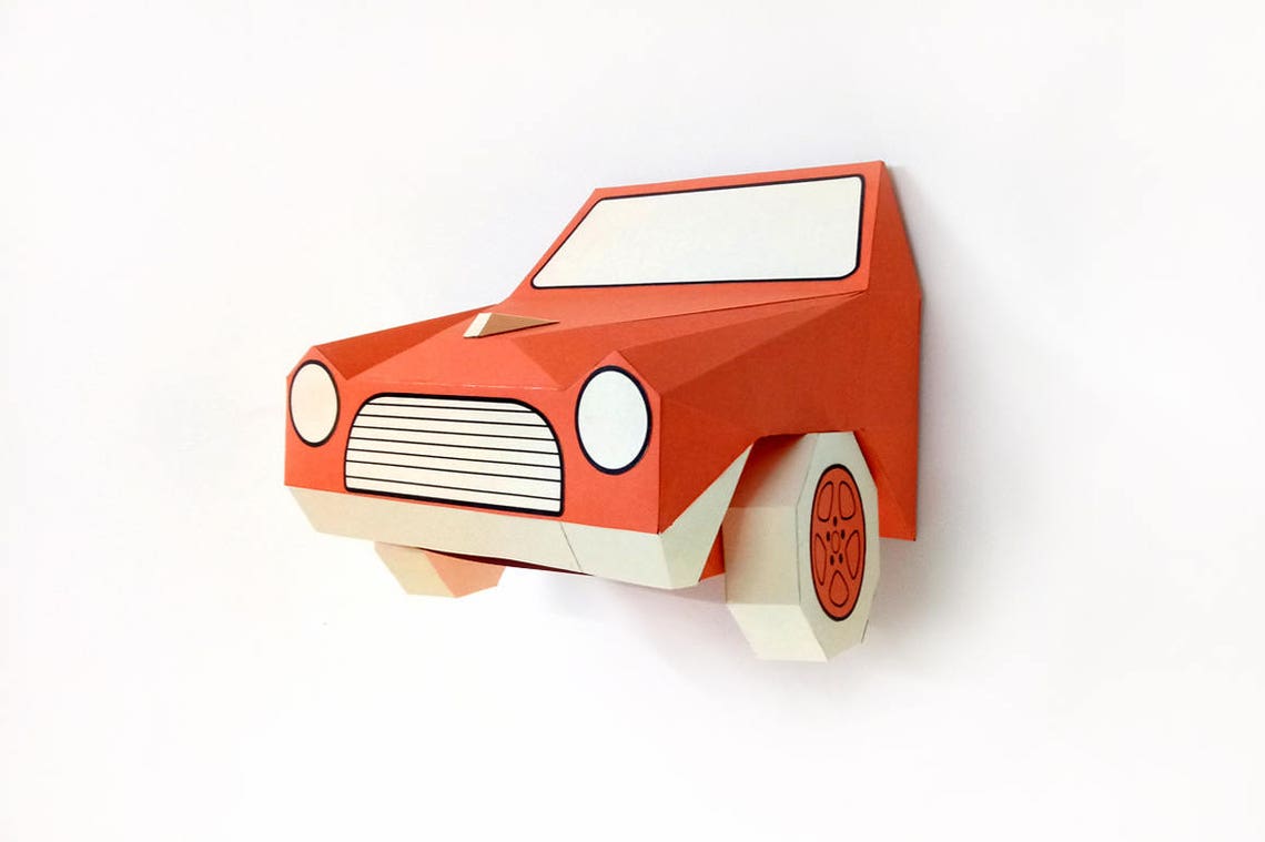 DIY Papercraft Car Front Wall Decorwall Mount3d Wall Etsy