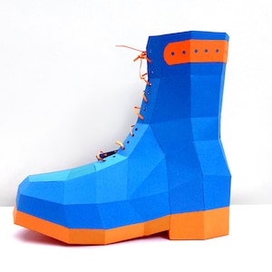 Botas de combate DIY, zapatos de papel, botas de papel, plantillas PDF, papel 3D, zapatos de bajo polígono, origami, patrón imprimible, botas de goma, zapatos altos, polígono