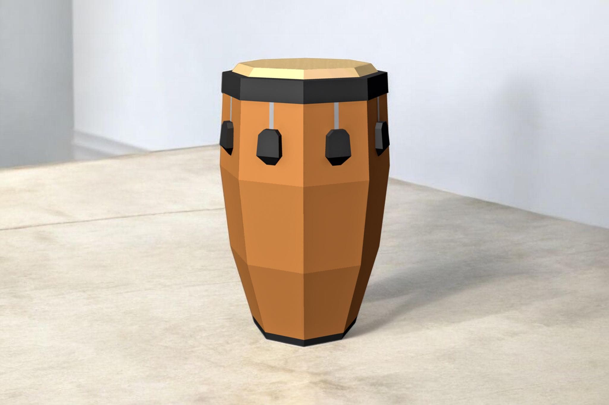 3D Papercraft Conga Drum Template (digital Files) Etsy