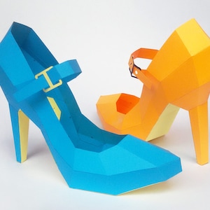 Zapato de vientre DIY Papercraft, zapato Papercraft, vientre de tacón alto, papercraft 3d, papercraft de baja poli, zapatillas de rubí, zapato de papel, accesorios de fiesta, zapato 3d