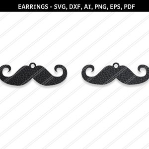 Brincos de bigode svg, Moustche svg, joias svg, joias de couro, silhueta Cricut, vetor de brincos, brincos pendentes, svg, dxf, ai, eps, png, pdf