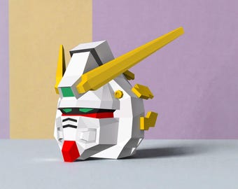 Tête brillante Gundam 3D Papercraft, modèle Lowpoly (Modèle PDF)