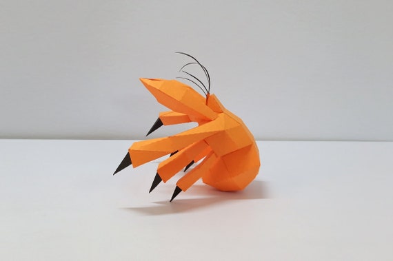 DIY Papercraft Hermit Crab Model, Low Poly Template (pdf, svg, dxf, png, eps)