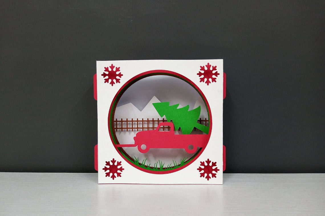 DIY Papercraft Christmas Card Templateshadow Cardchristmas | Etsy