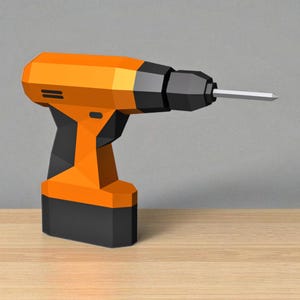 DIY papercraft hand drill machine, Battery drill machine model, Cordless drill machine, Papercraft drill machine pattern, Drill machine png