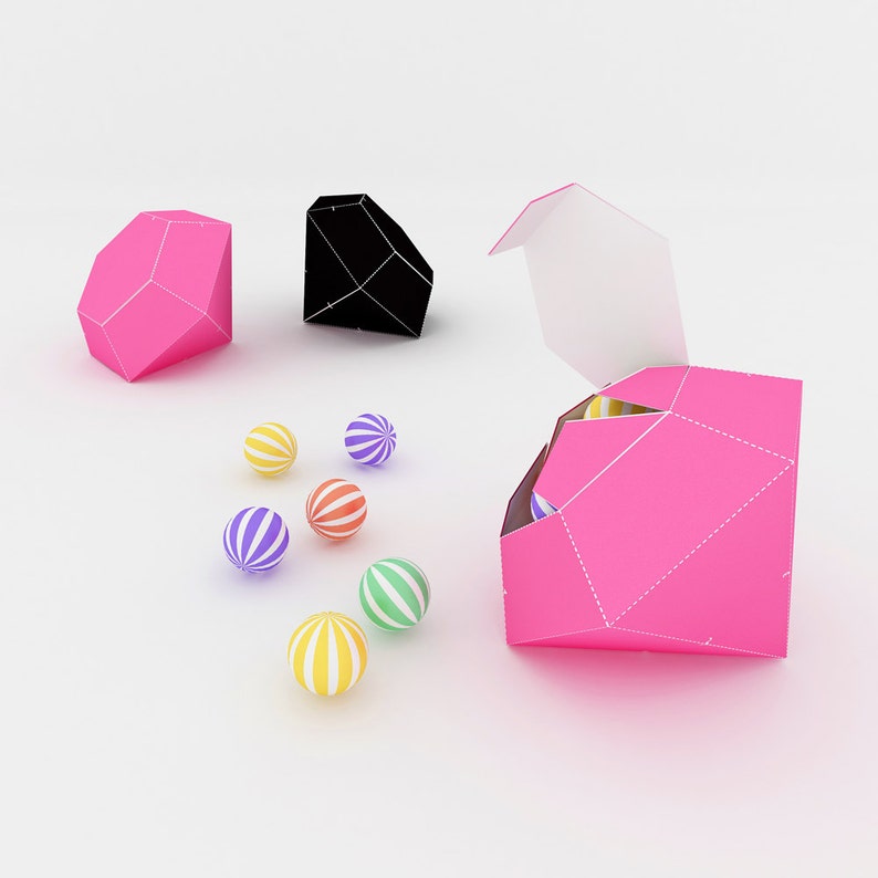DIY Diamond Favor Box Template, Papercraft Gift Box (PDF) - Etsy