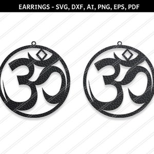Orecchini Ohm, orecchini Om, collana Ohm, collana Om, collana con ciondolo, regalo per lei, file svg, file dxf, orecchini Om svg, strumento di meditazione ohm, yoga