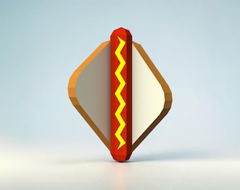 Tranche de pain pliée Papercraft avec hot-dog (Pdf, eps, dxf, png, jpg)
