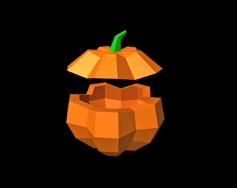Pumpkin decor , Pumpkin box,Pumpkin lamp,Pumpkin decor,Halloween party,Lowpoly pumpkin,Halloween gift,Papercraft pumpkin,Pumpkin favor