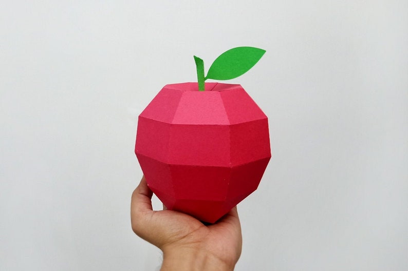 DIY Papercraft Apple,Papercraft fruit,Paper toy,Party decoration,Nursery decor,Apple cutting files,Silhouette cameo files,Apple png image 1