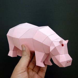 DIY Papercraft Hippo sculptuur, 3D Papercraft, Papercraft sculptuur, origami, nijlpaard, silhouet cameo, Cricut, Silhouette Studio, printables
