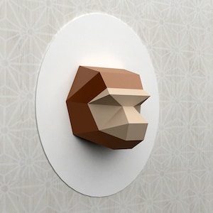 Testa di scimmia fai da te - Trofeo da parete, scimmia di carta, scimmia stampabile, lavoretti di carta 3D, testa di scimmia, giocattoli di carta, decorazione da parete, scimmia, scimpanzé, scimpanzé