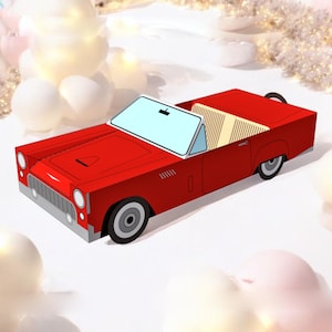 Recuerdo de coche imprimible DIY, caja de golosinas, coche de papel, caja de regalo, caja de dulces, caja de comida para coche, recuerdo de fiesta, recuerdo de baby shower, recuerdo de coche, modelo de coche vintage