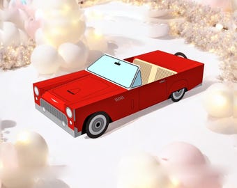 Caja de regalo con forma de coche de papel, modelo clásico (archivos digitales)