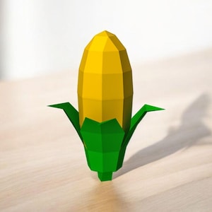 Carta fai da te Mais mais, Bomboniera di mais di carta, Bomboniera di mais di carta, Pianta di mais lowpoly, Bomboniere di compleanno, Modello di mais stampabile, Stampa di mais