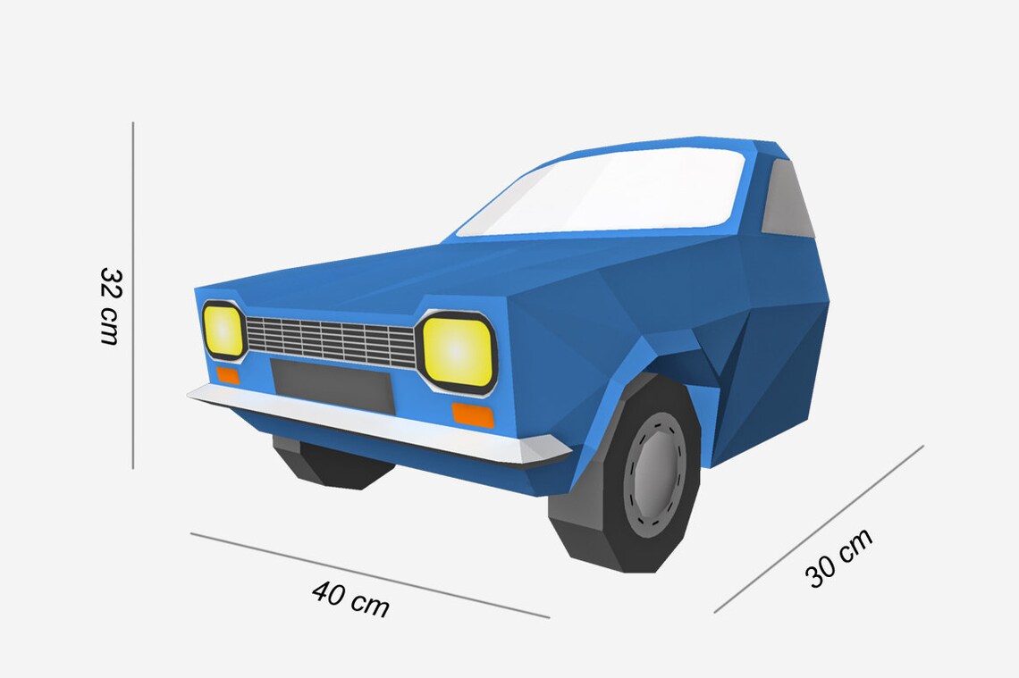 DIY Papercraft Car front wall decorwall mount3d wall | Etsy