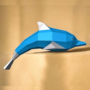 DIY Papercraft Dauphin, dauphin png, jouets de poisson koï en papier, modèle de dauphin, sculpture de dauphin, art mural dauphin, créations artistiques en papier 3d, dauphin en papier