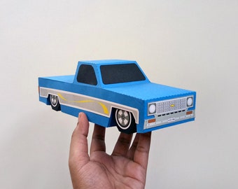 DIY Papercraft Pickup truck,Lowrider truck,Chevy truck,vintage car,Origami,Paper truck,3d papercraft,Printables,Lowpoly car,Paper car