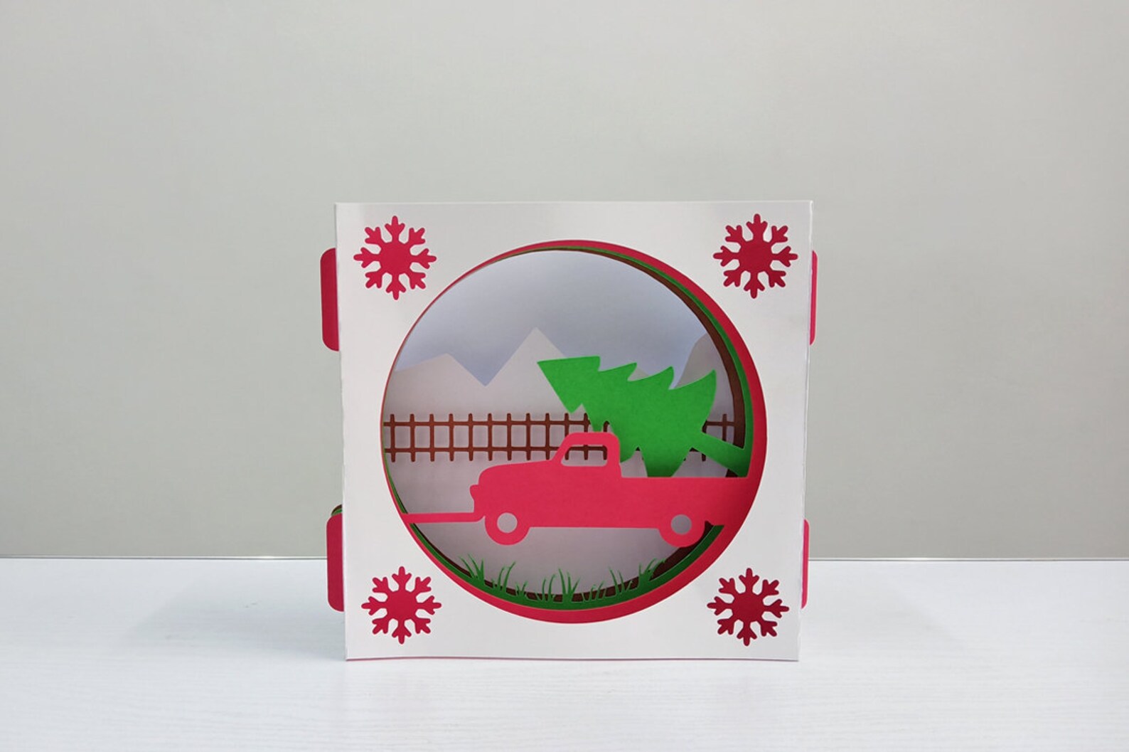 DIY Papercraft Christmas Card Templateshadow Cardchristmas - Etsy