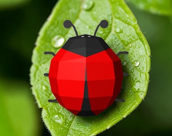 Modèle 3D de coccinelle en papier bricolage, fichiers d'impression de coccinelle (jpg, eps, pdf, dxf, png)