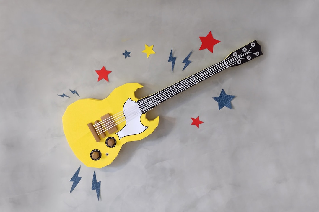 DIY Papercraft Guitar, 3d Papercraft, Low Poly Guitar, 3d Origami