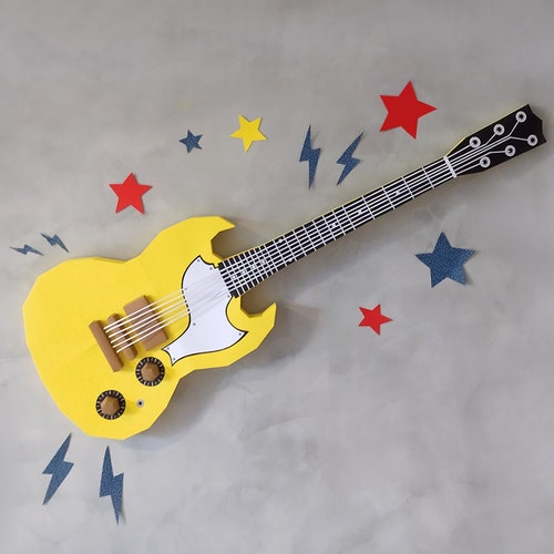 DIY Papercraft Guitar, 3D Low Poly Model (PDF Pattern) - Etsy
