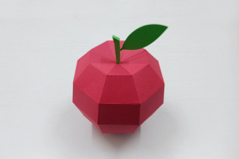 DIY Papercraft Apple,Papercraft fruit,Paper toy,Party decoration,Nursery decor,Apple cutting files,Silhouette cameo files,Apple png image 4