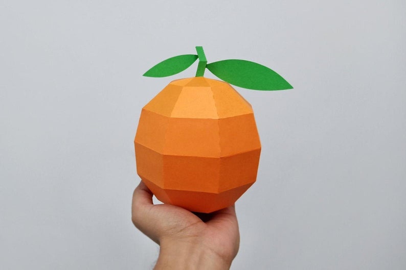 Paquete de 10 frutas, paquete de frutas Papercraft de bricolaje, cesta de frutas Papercraft, frutas de baja capa, frutas de 3d, artesanías de 3d, granada de papercraft, sandía imagen 8