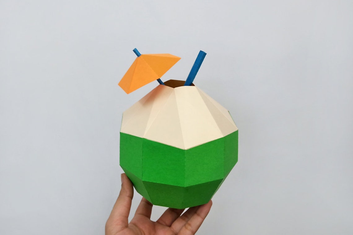 DIY Papercraft Coconut, Tropical Party Decor (pdf, Eps, Dxf) - Etsy