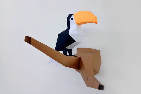Télécharger Toucan Oiseau Papercraft 3d Papier De Bricolage Bricolage Jouets En Papier Numérique Des Modèles 3d Origami Low Poly Papercraft