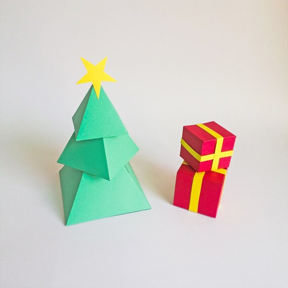Diy Paper Christmas Tree With Gift Boxes Christmas Decorationspaper Christmas Tree 3d Christmas Tree Origami 3d Paper Model Printables