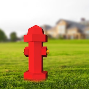 DIY Fire hydrant, water hydranrt,Fire safety props,Water props,hydrant ong,hydrant dxf,Printable favours,3d crafts,3d lowpoly papercraft