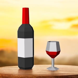 Bottiglia di vino di carta fai da te con bicchiere da vino, bomboniera, bomboniera per bottiglie, baby shower, invito per addio al celibato, accessori per feste, bomboniera per addio al celibato