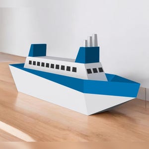Scatola portaconfetti fai da te con barca da pesca, auto in carta 3D, regali con barca, bomboniera per baby shower, bomboniera stampabile con barca, stampa barca, modello barca, png barca di carta