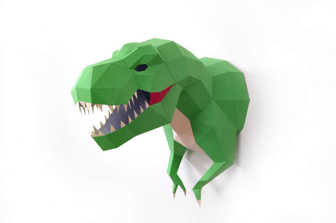 DIY Papercraft T Rex Wall Trophyt Rex Trophywall Decor3d Etsy UK