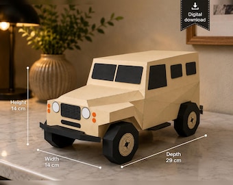 Papercraft Car Favor Template | DIY 3D Paper Car | Low Poly Car Model