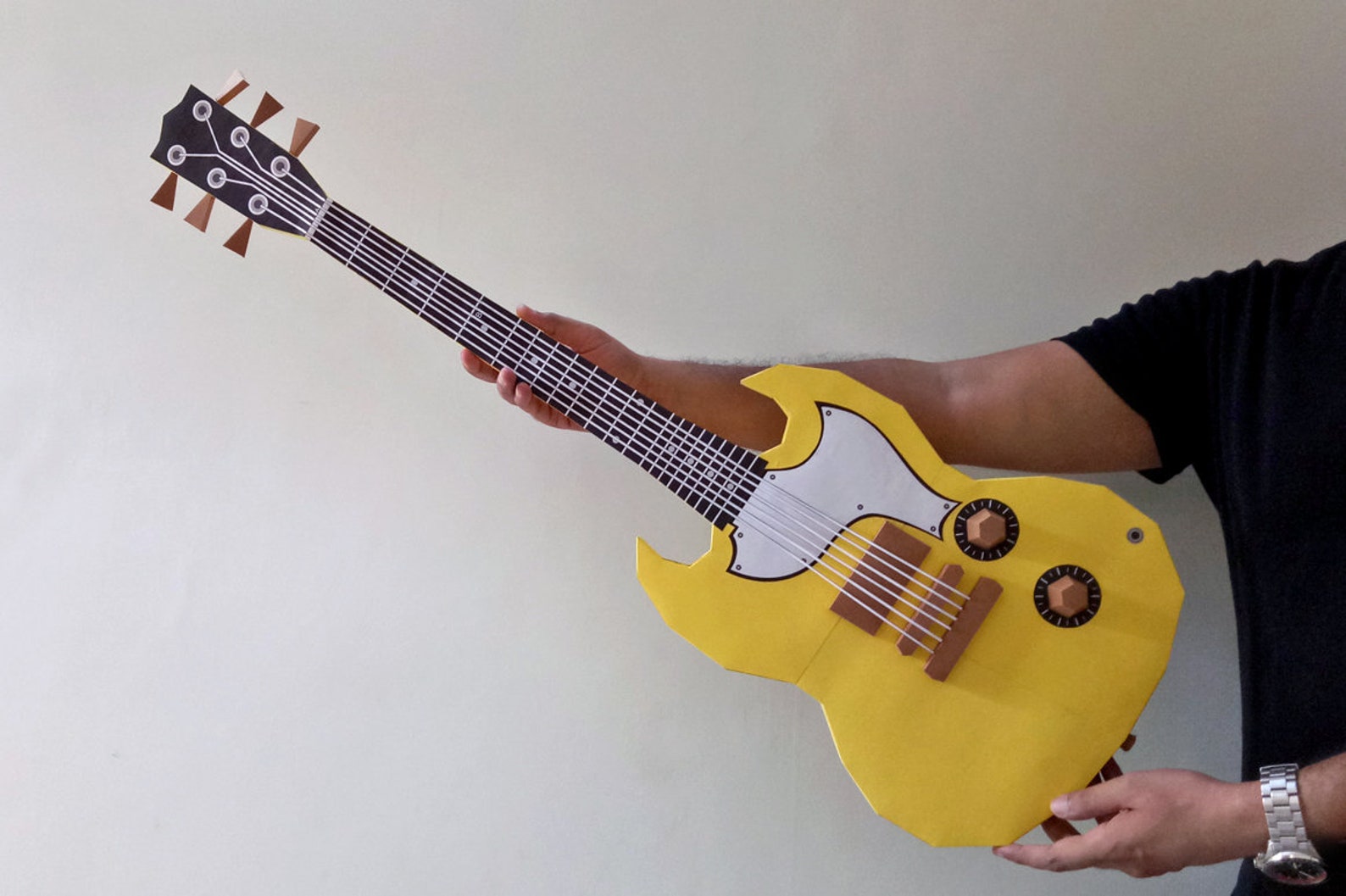 DIY Papercraft Guitar3d Papercraftlow Poly Guitar3d Origami Etsy Canada