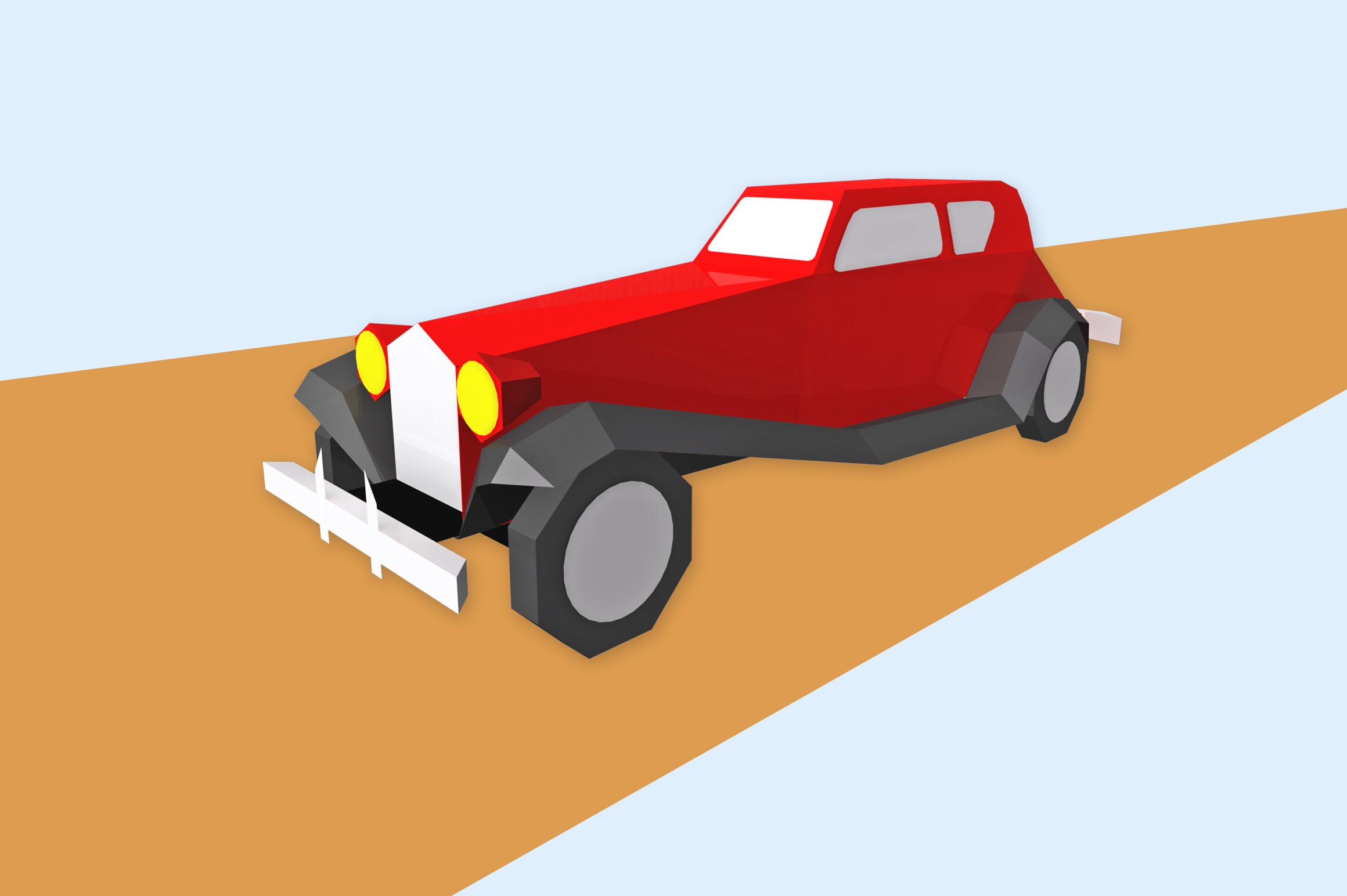 DIY Papercraft Vintage Car Model, Printable 3D Template (pdf, Eps, Dxf ...