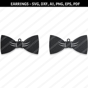 Orecchini in formato svg, Bow tie orecchini, gioielli in formato svg, gioielli in pelle, Cricut sagoma, vettore di orecchini, orecchino astratto, svg, dxf, ai, eps, png, pdf con fiocco