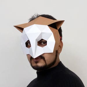 DIY Owl mask,Owl paper goods,Party mask,lowpoly,3d papercraft,DIY animal mask,Papercraft mask,PDF templates,Printable mask,Origami owl