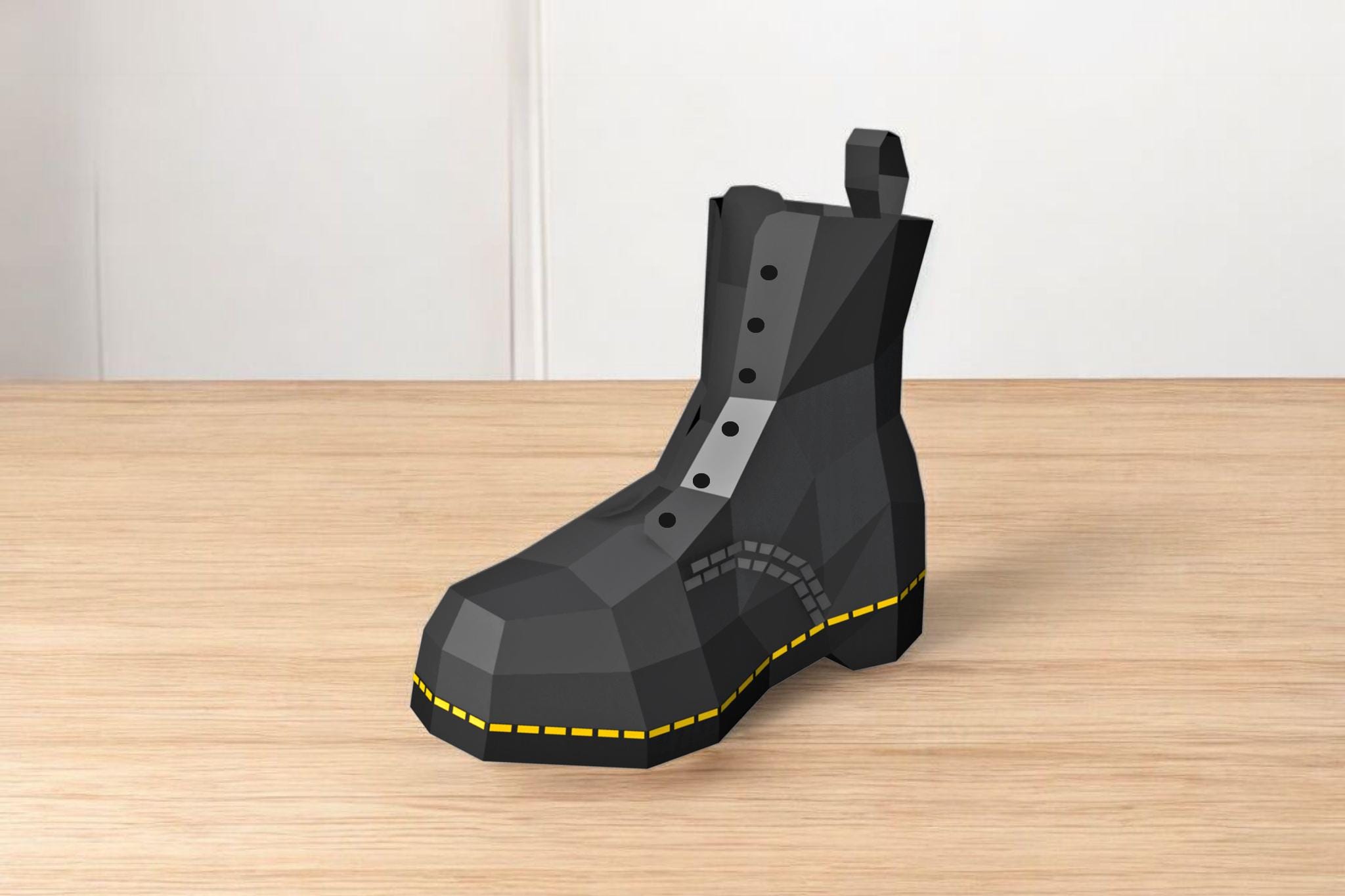 DIY Combat Boots, 3d Papercraft Shoe, Paper Boots, Boots Favor, Lowpoly ...