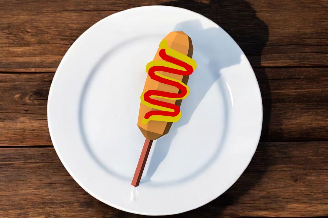 DIY 3d Papercraft Corn Dog Prop, Papercraft Fast Food Props, Hot Dog on ...
